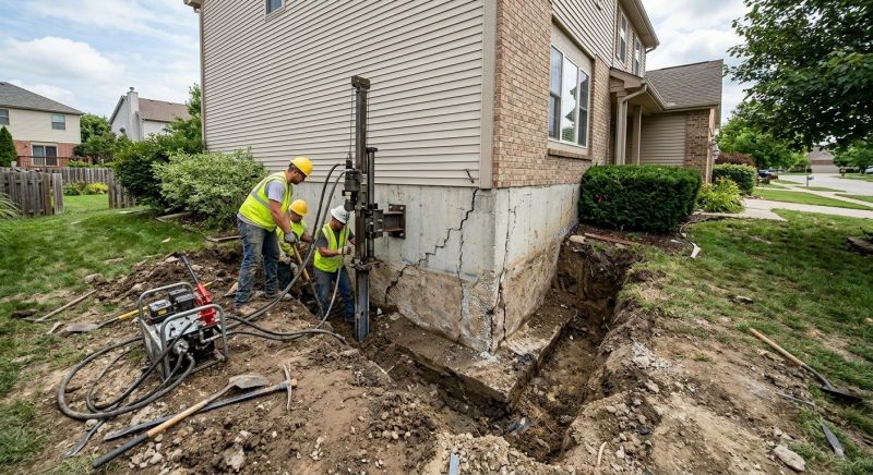 Our team working on Foundation Repair projects in Hampstead, NC