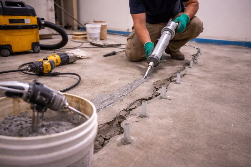 Cracked Basement Floor Repair in Hampstead, NC